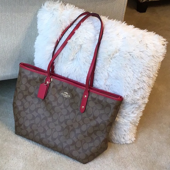 Coach City Tote, Tan/Brown/Pink - Picture 5 of 15